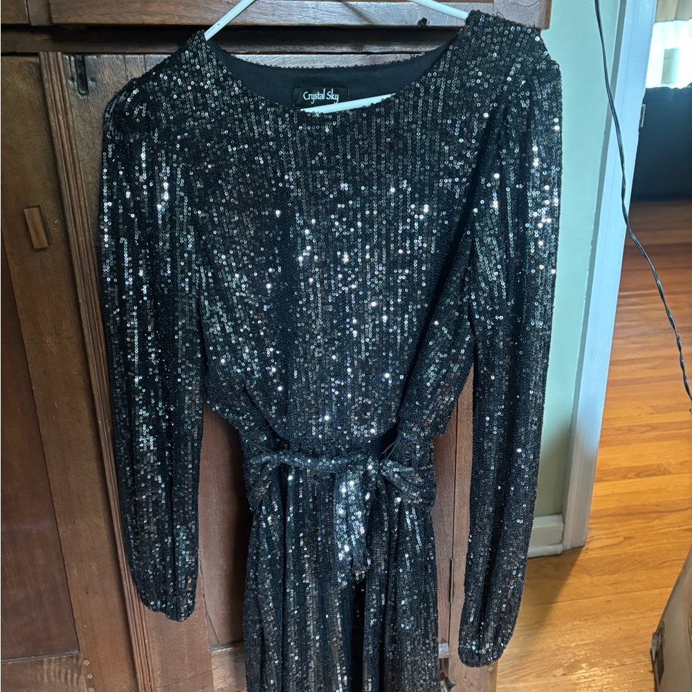Crystal Sky Black Sequin Dress